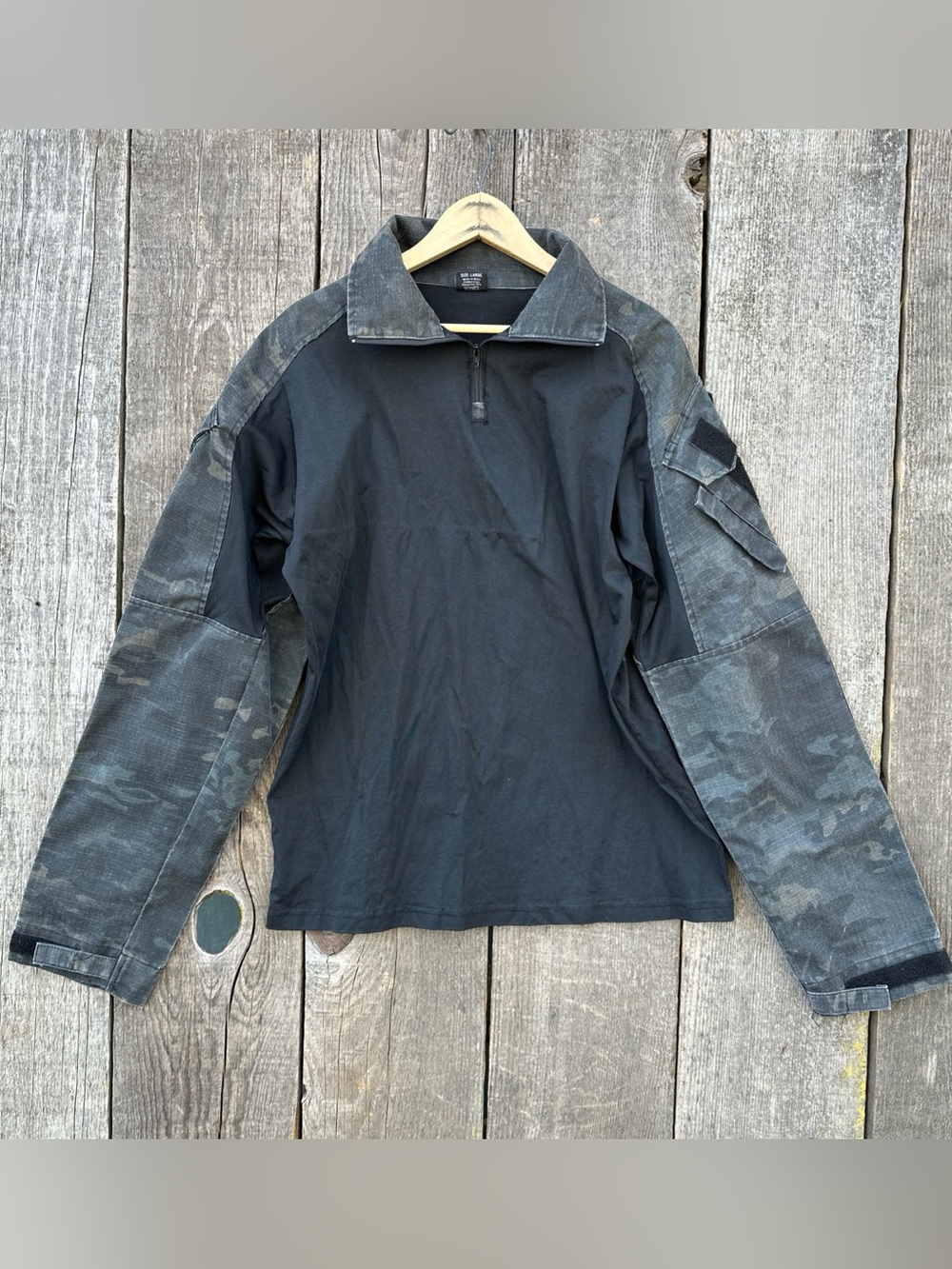 Lancer Tactical Gen4 Combat Shirt Black Dark Camo Size Large L w/ Elbow Pads G4